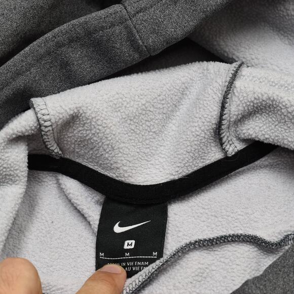Nike Men's Pullover Hoodie High Neck Solid Polyester Gray Size M Pockets - Picture 7 of 8
